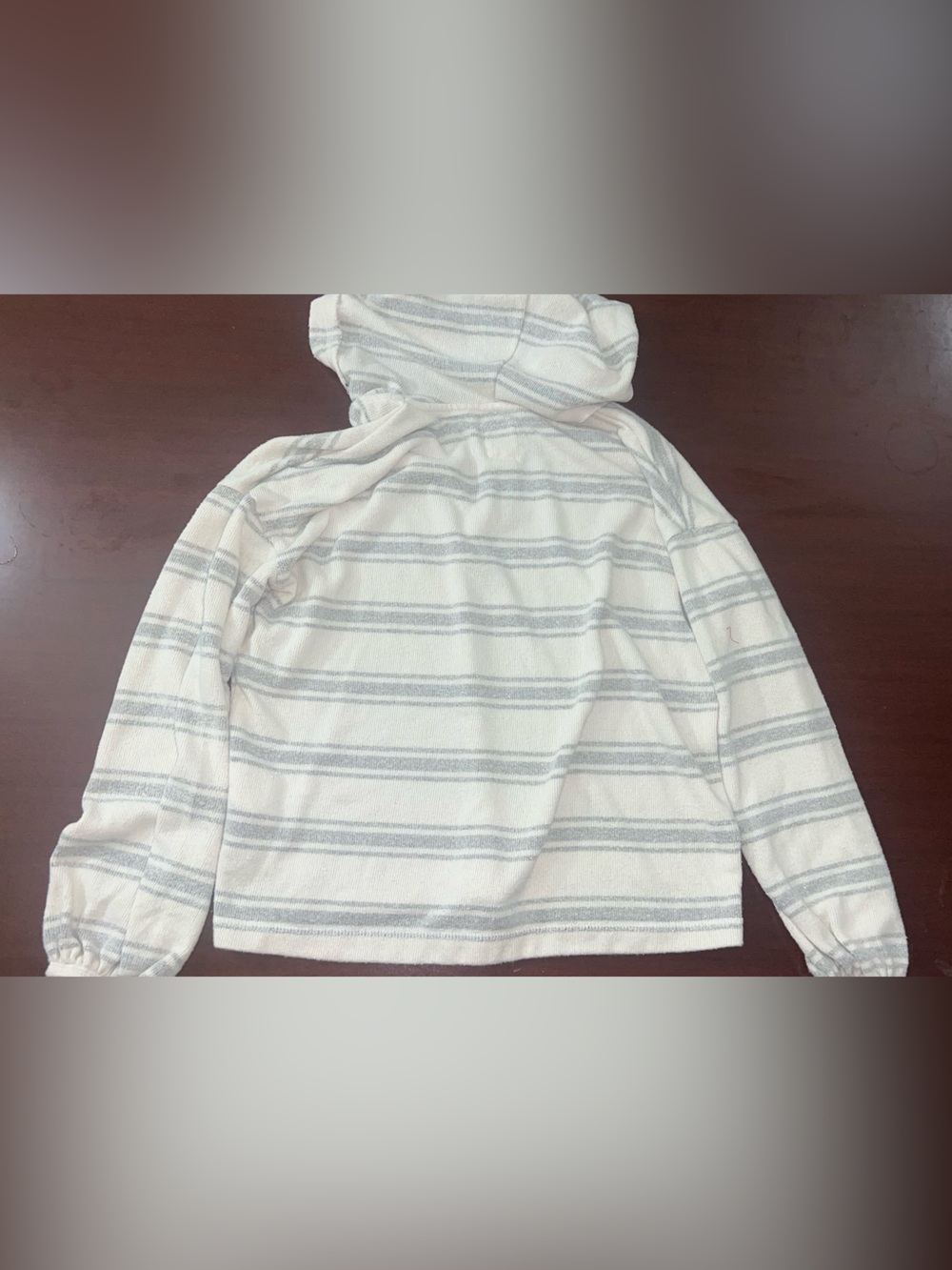 Billabong Men's Striped Hooded Pullover - Cream & Light Gray - Picture 3 of 3